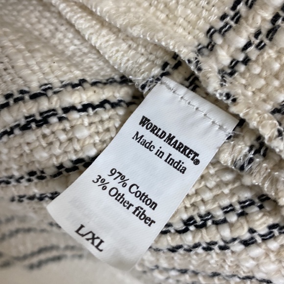 World Market Cream Stripe Fringe Embellished Jacket - Picture 4 of 5